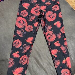 Victoria's Secret Black and Red Floral Leggings